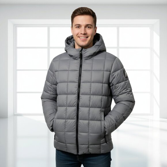 NWT Reebok Glacier Shield Puffer Zip Up Hooded Jacket With Pockets - Picture 1 of 15